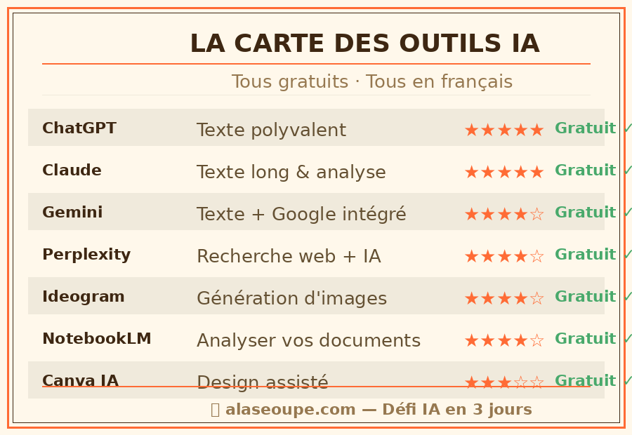 Mapa de herramientas IA gratuitas para principiantes